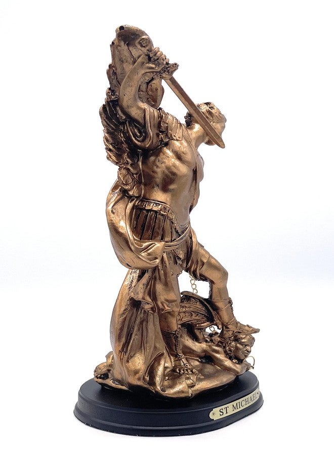 RUSTIX St Michael San Miguel Archangel Statue Defeating Satan Resin Sculpture (Bronze, 8.5 Inch) - Image 4